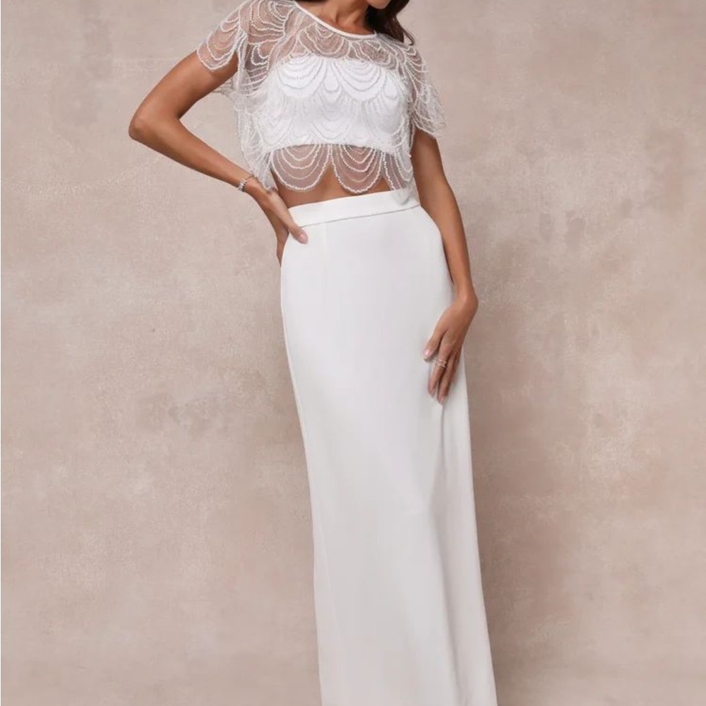Lulu's White Lace Overlay Dress